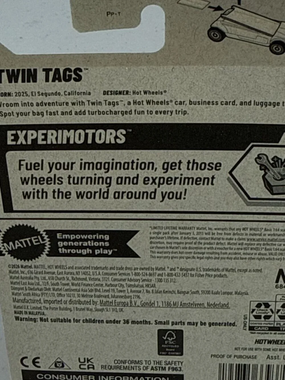 Hot Wheels Twin Tags Experimotors New for 2026 Diecast Car